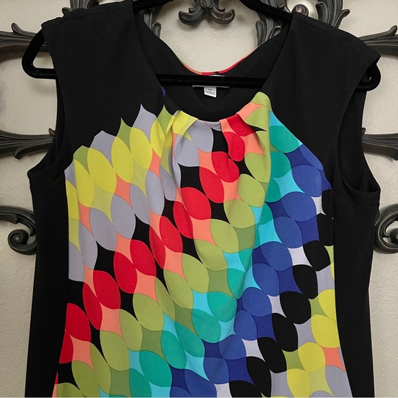 Maggie London (Maggie L) Sleeveless Geometric Print Sheath Dress Size 12 - Picture 2 of 11